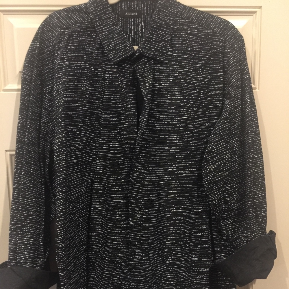 Alfa i Black 2X Button Front Shirt, New w/o Tags